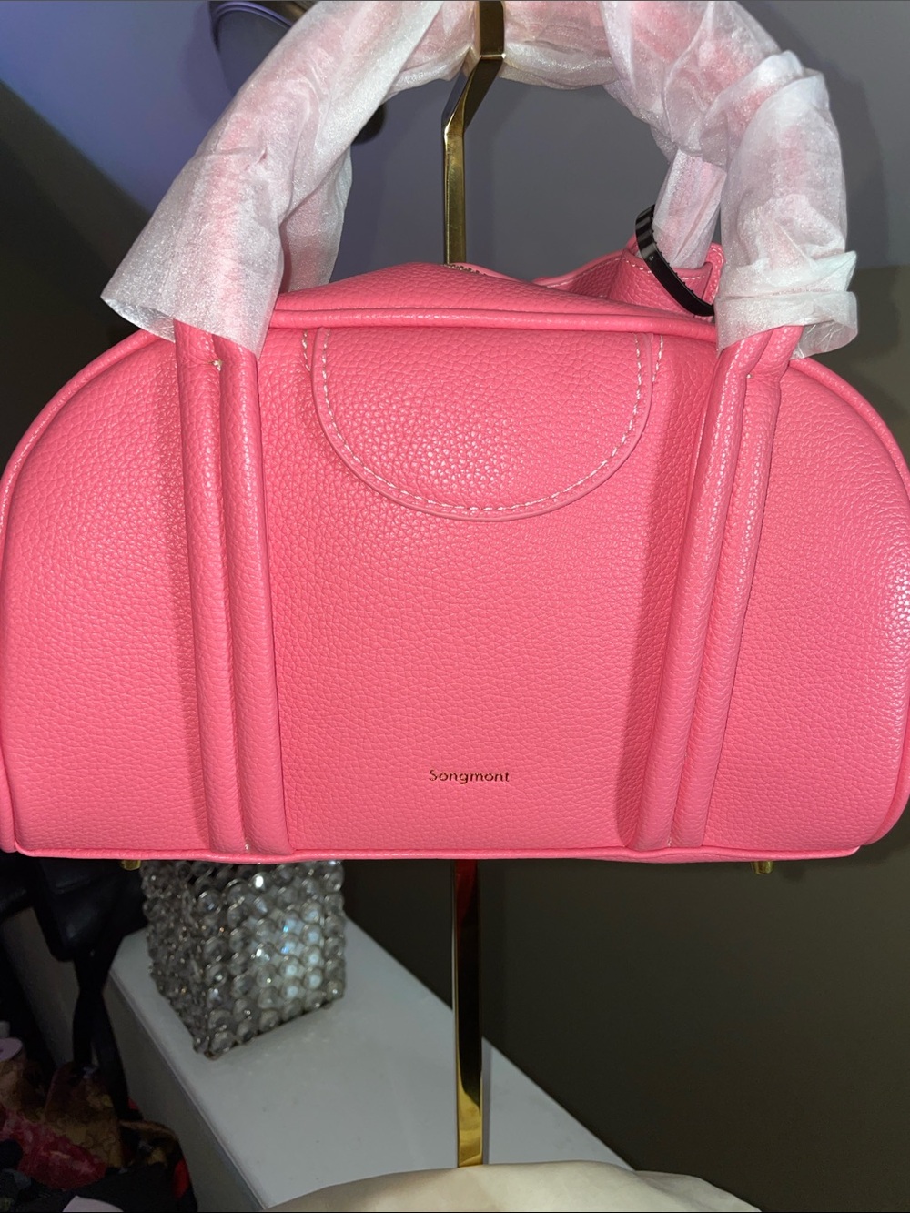 Songmont Pink Pebble Dome Satchel